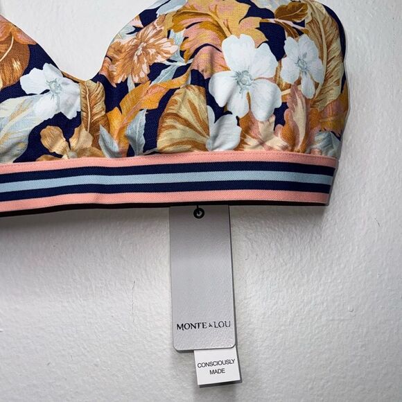 MONTE & LOU PARAISO ELASTIC TRIM CROP TOP BIKINI Size 12 - Picture 7 of 9